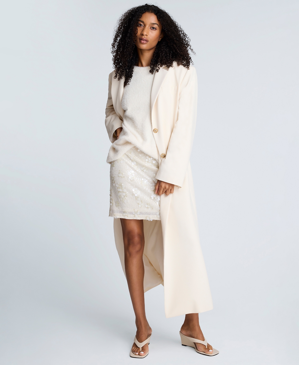 Kenneth Cole Women's Three-Button Long Tailored Coat