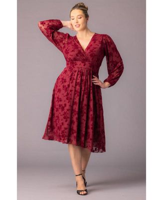 Plus Size Melanie Long Sleeve Mesh Midi Cocktail Dress