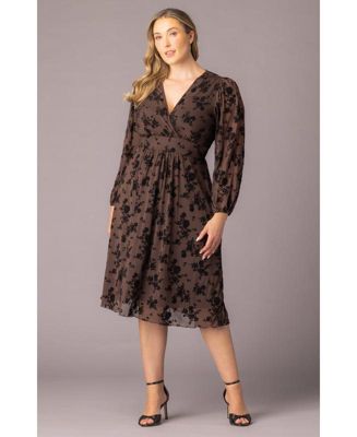 Plus Size Melanie Long Sleeve Mesh Midi Cocktail Dress