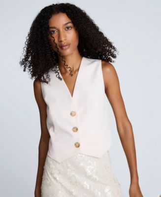 Kenneth Cole Women's Luxe Twill Three-Button Vest - Macy's