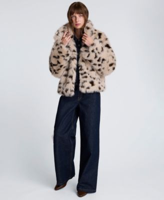 Women's Faux Fur Cropped Long-Sleeve Coat Jacket