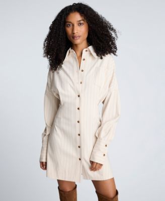 Women's Long-Sleeve Striped Shirt Dress
