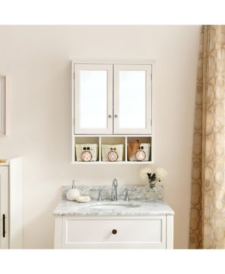 Wall-Mounted Bathroom Storage Cabinet with Mirror and Adjustable Shelves, 2-Door Medicine Organizer