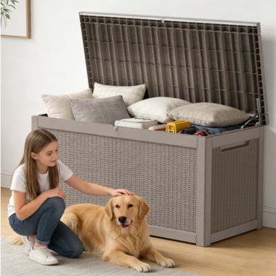 260 gal Patio Waterproof Resin Deck Box Lockable Outdoor Storage Garden Tools