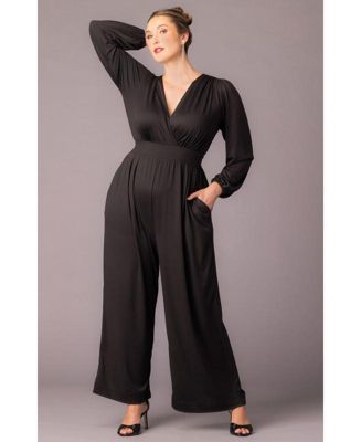 Plus Size Brigitte Long Sleeve Wide Leg Jumpsuit