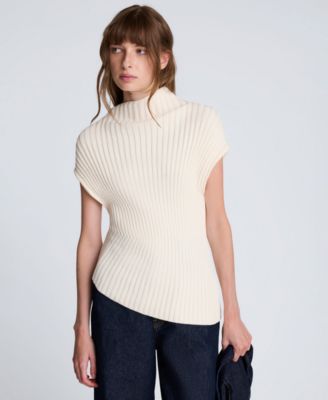 Women's Asymmetric Rib Mock Neck Sweater