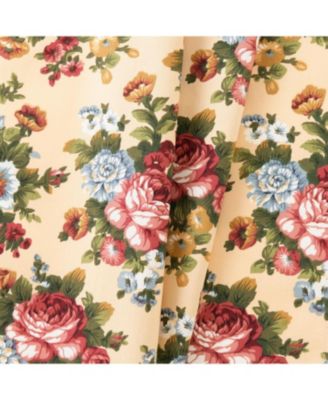 Ellis Bella Rose Stylish Medium Scale Printed Floral Pattern 1.5" Rod Pocket Tier 56"x24" Butter