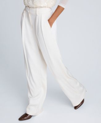 Women's Satin Double Pleated Wide Leg Pants