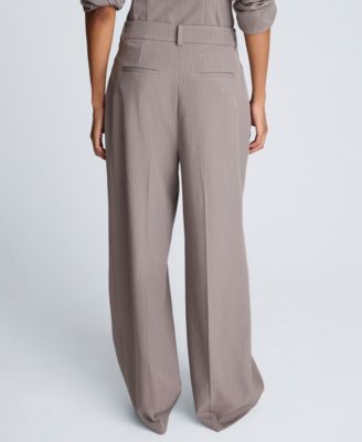 Women's Pinstripe High Rise Double Pleated Pants