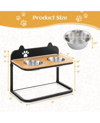 Elevated Dog Bowls 3 Adjustable Heights with 2 Stainless Steel Food Water Bowls