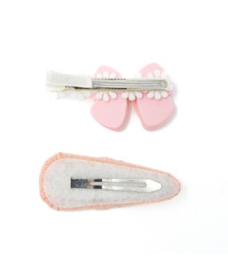Girls 2pc Hair Clip Set - Bow Garden