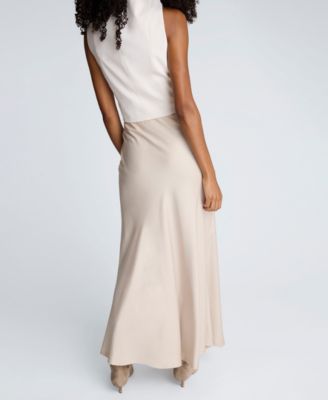 Women's Textured Charmeuse Bias Flared Maxi Skirt