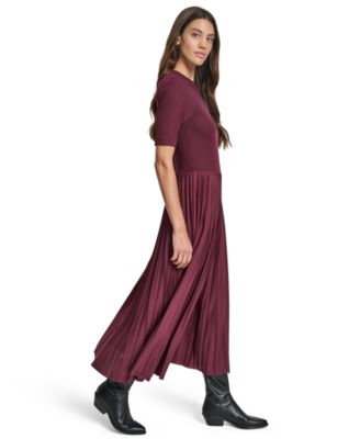 Women's Ballet Sleeve Pleated Midi Dress