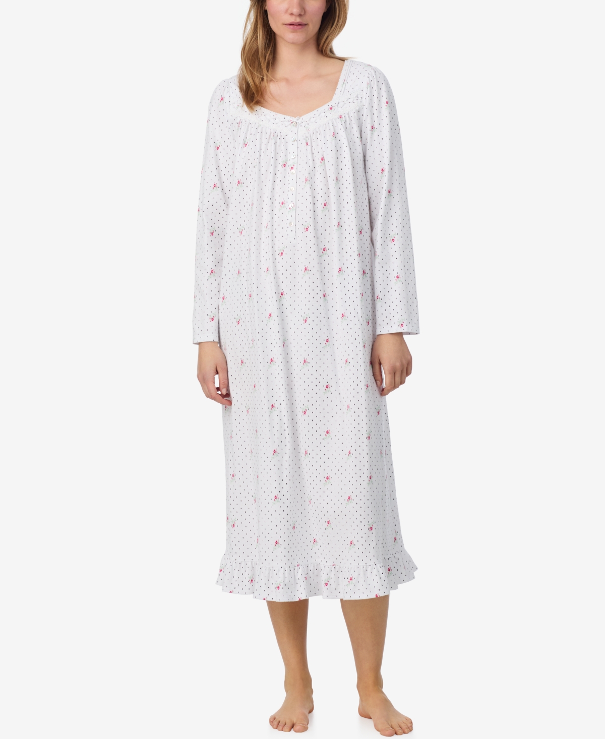 Eileen West Women's Cotton Jersey Long Sleeve Nightgown