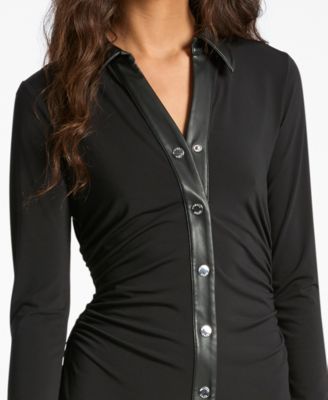 Women's Ruched V-Neck Mini Dress