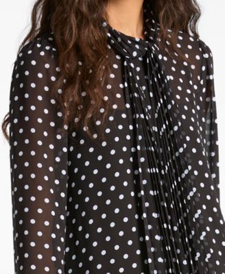 Women's Dotted Pleated Bow Dress