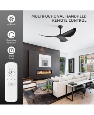 38-inch Modern Black 3-Blade without Light Ceiling Fan with Six Speed Remote Control and Timing Function for Indoor