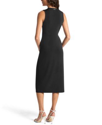 Women's Sleeveless Center Front Zipper Midi Dress