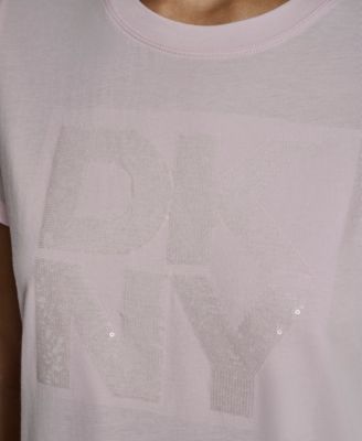 Women's Embellished Logo Detail Crew Neck T-Shirt