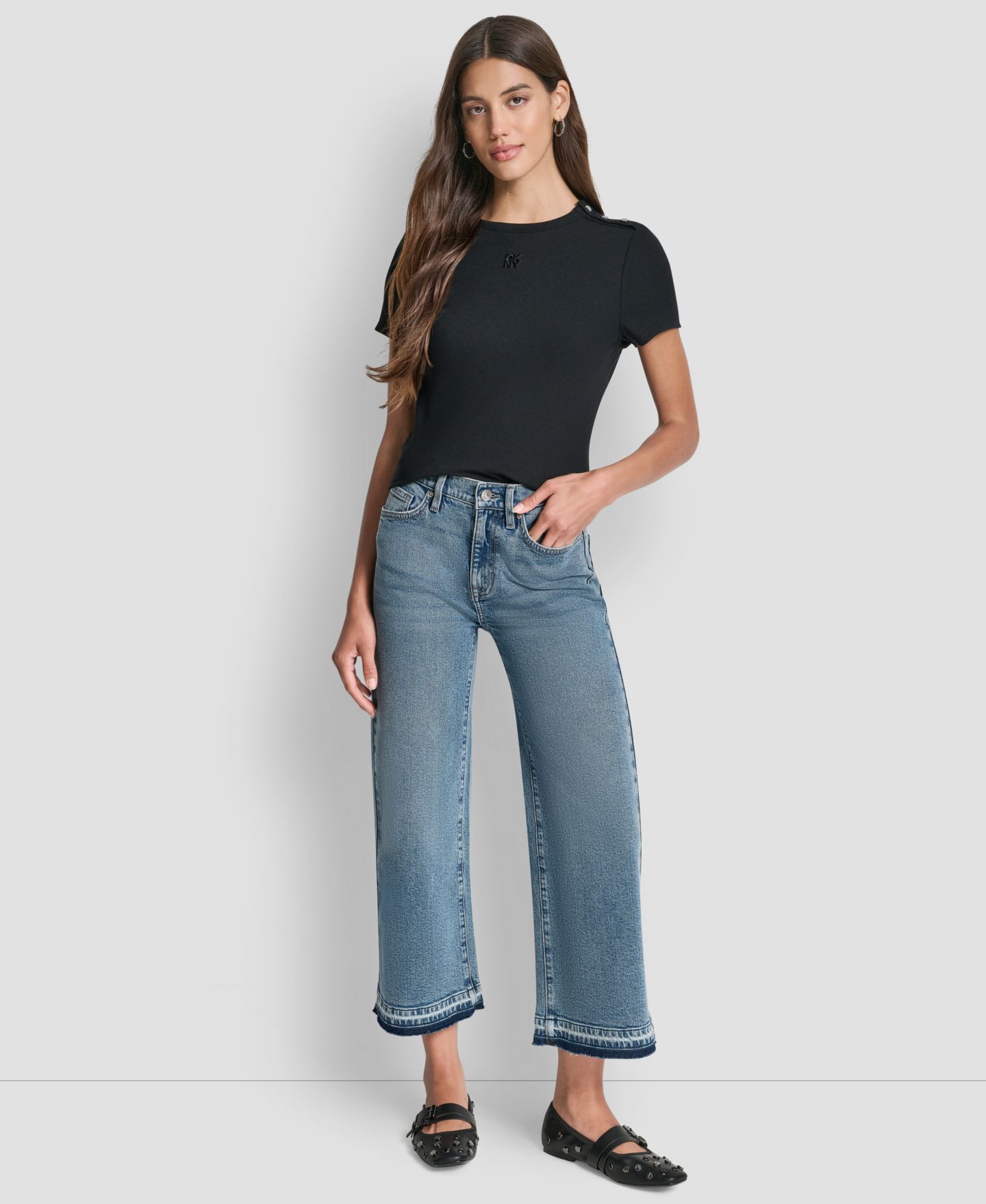 Женские джинсы DKNY Jeans Mid-Rise Wide Leg, цвет: Кедровый — фото 4