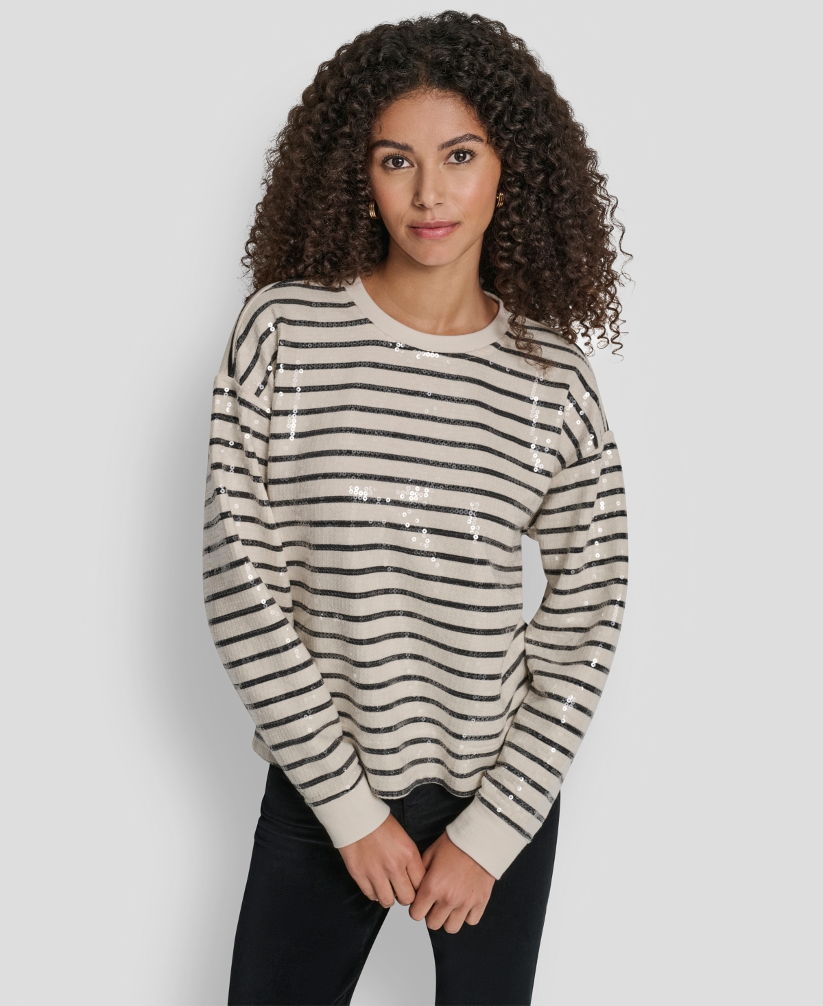 Dkny Jeans Women's Striped Long-Sleeve Sweatshirt