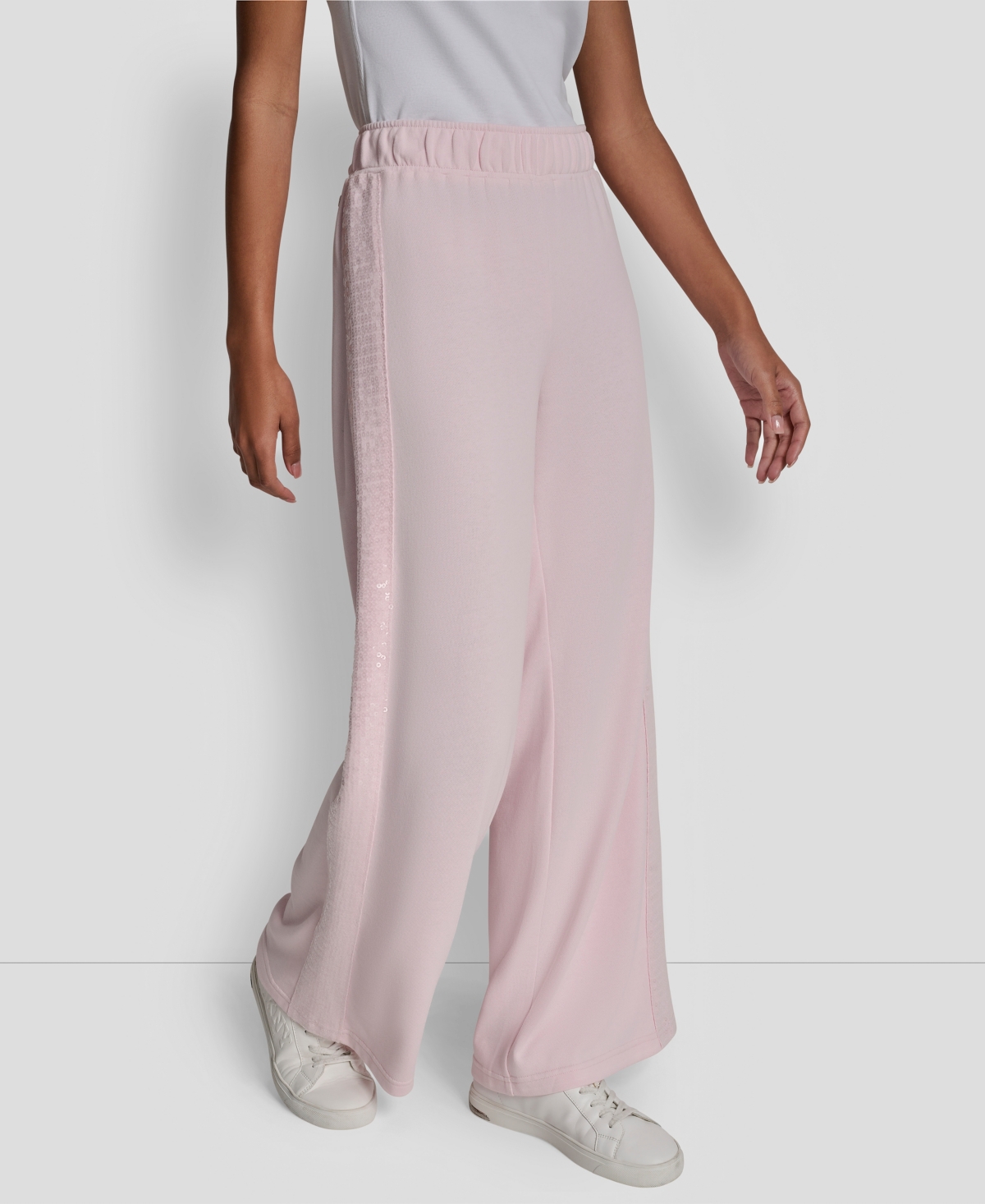 Dkny Jeans Women's Mid-Rise Sequin Detail Wide Leg Pants