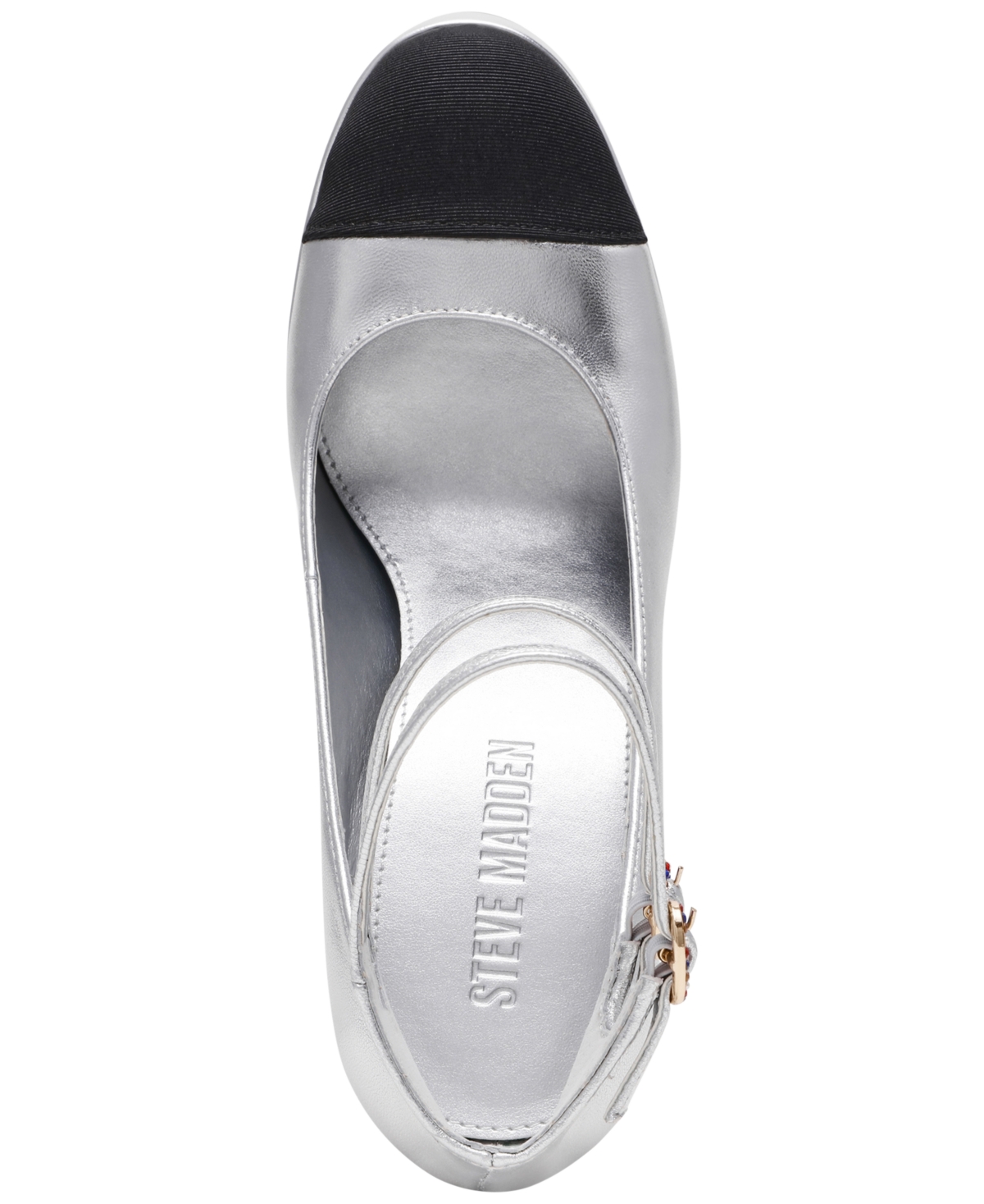 Steve Madden Women's Peyton Cap-toe Platform Mary-jane Pumps In Silver