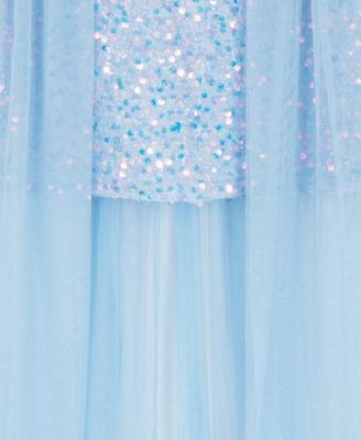 Girls 7-16 Fuzzy Sequin Bow Shoulder Dress