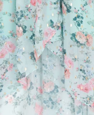 Girls 7-16 Floral Lurex Chiffon Smocked Dress