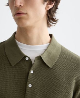 Men's Structured Knitted Short-Sleeve Polo Shirt