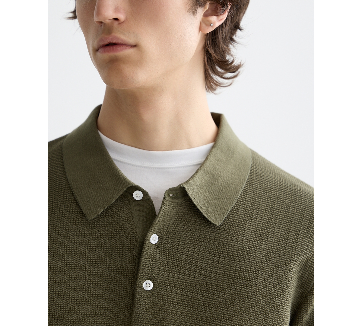 Scotch & Soda Men's Structured Knitted Short-sleeve Polo Shirt In Green