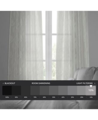 Floral Patterned Faux Linen Sheer Curtain