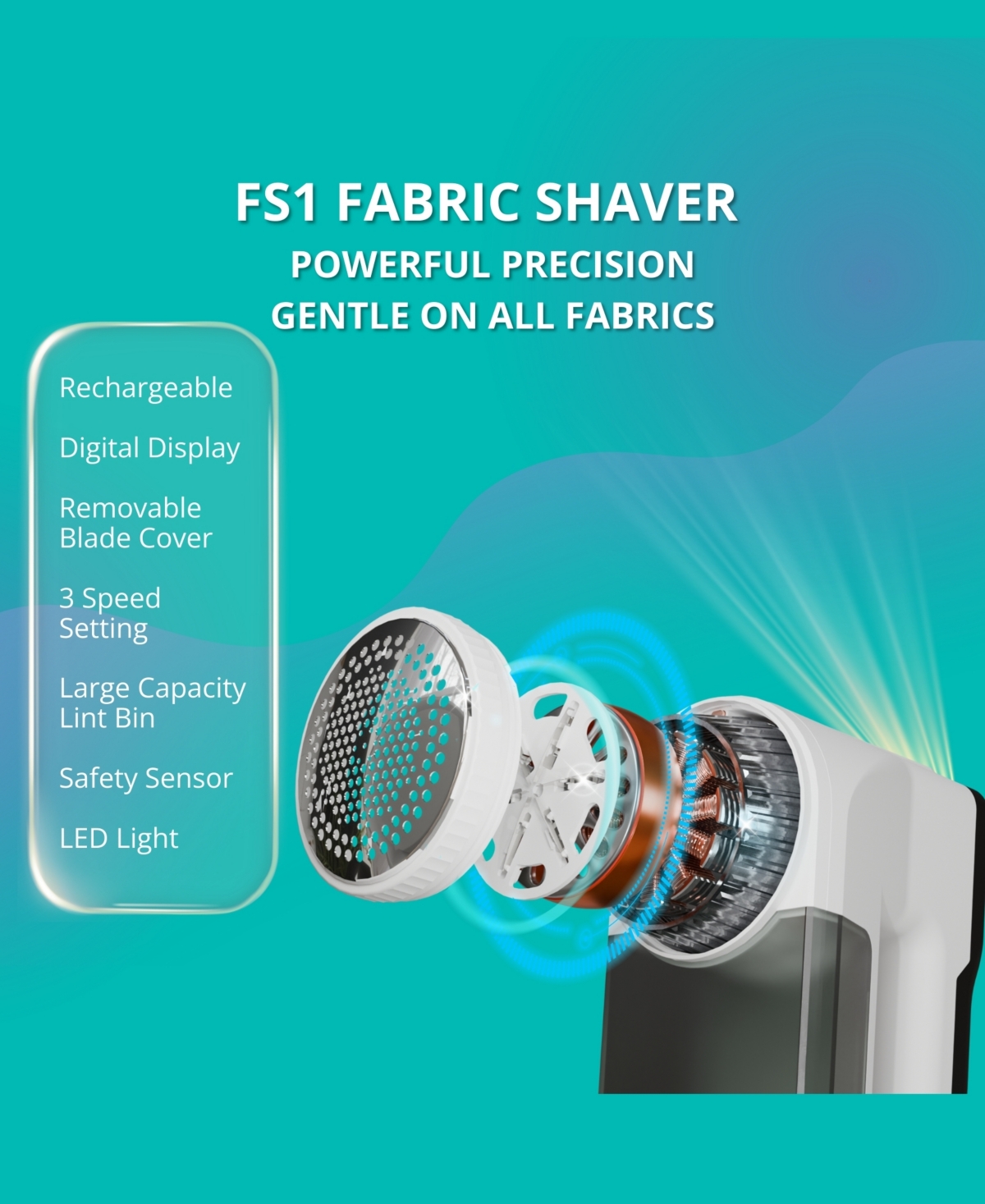 True & Tidy Led Turbo Fabric 7" Shaver with Led Headlight