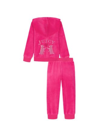 Girls Toddler 2T-4T Velour Full Zip Hoodie and Jogger Pants, 2-Piece Set