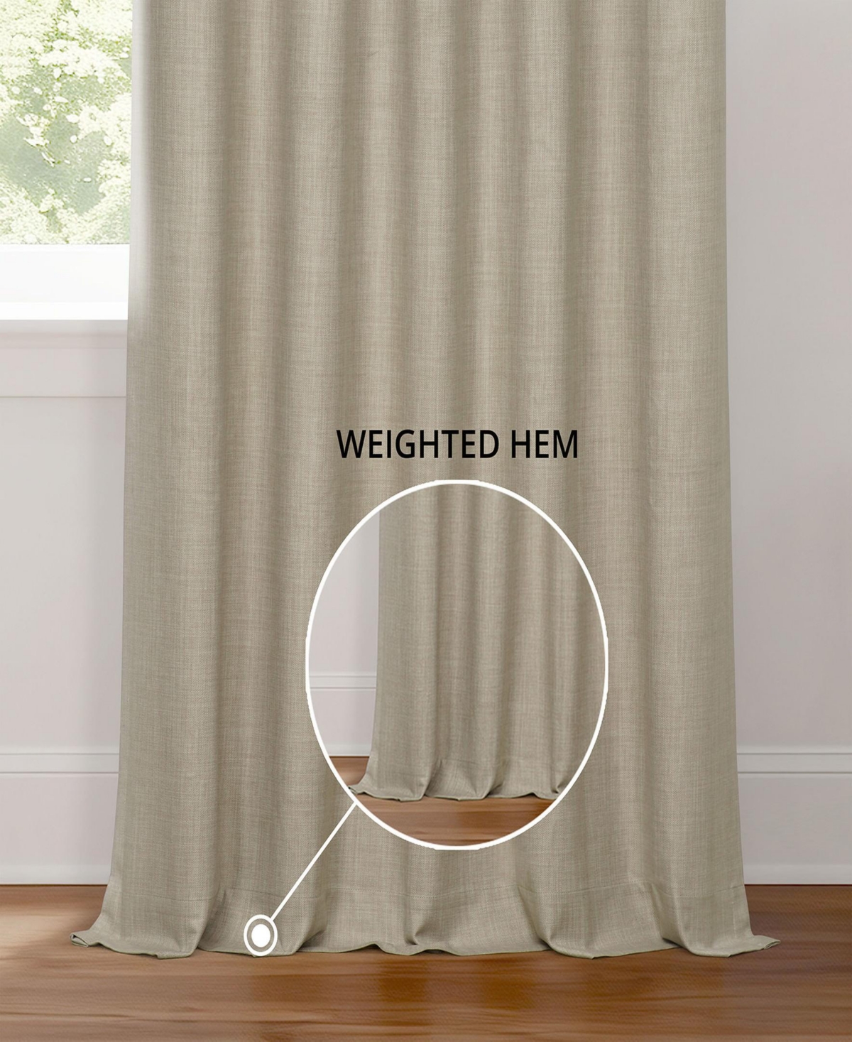 Half Price Drapes Light Beige Performance Linen Hotel Blackout Curtain
