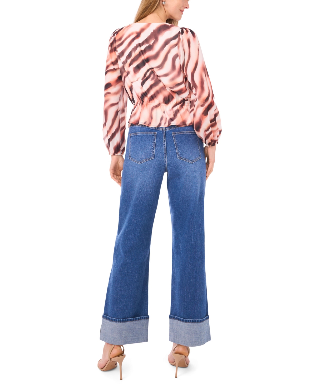 1.state Women's Button Front V-neck Printed Blouse In Multi