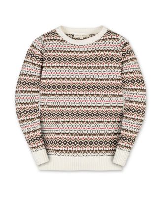 Little and Big Boys' Organic Long Sleeve Intarsia Crew Neck Pullover Sweater