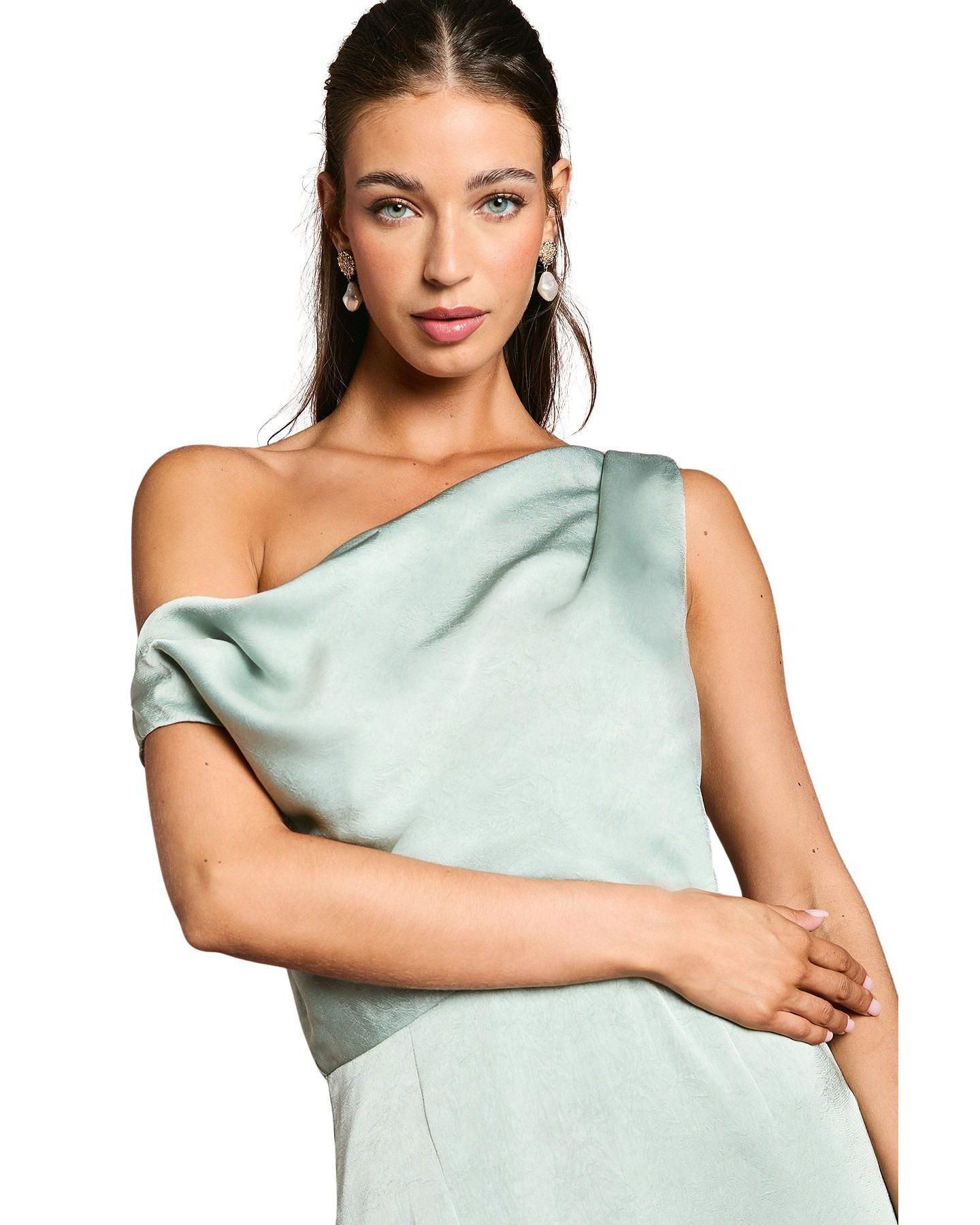 Женское платье Oasis Satin Bridesmaid Midi, цвет: Шалфейный — фото 3