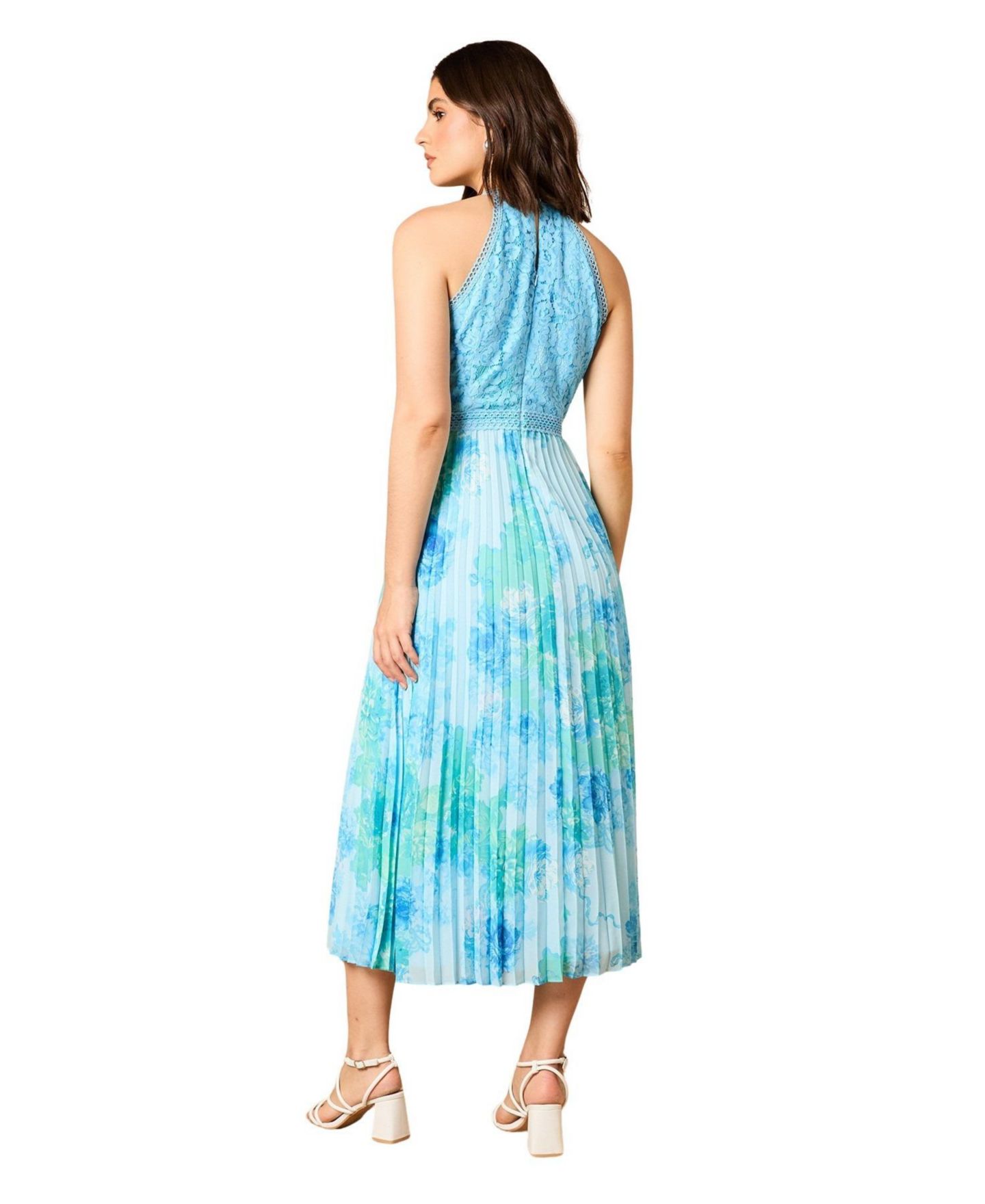Женское платье Oasis Printed Lace Mix Halterneck Midi, цвет: С принтом — фото 8