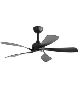 52-inch Minimalist Black 5-Blade Flush Mount with Remote Control and Led Light