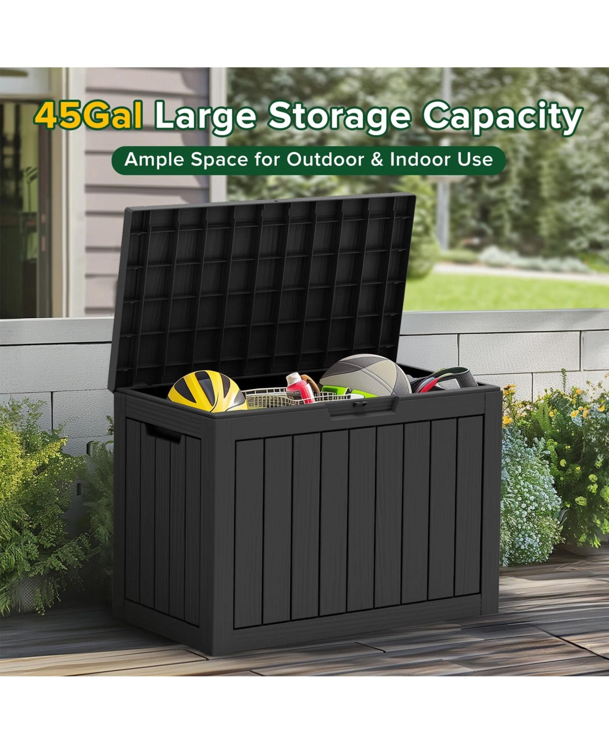 Chic Crate - 45 Gallon Water Resistant Resin Lockable Deck Box