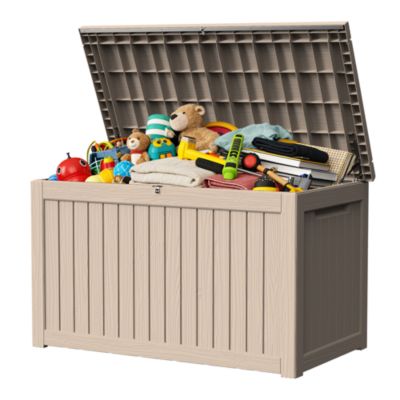 230 gal Patio Waterproof Resin Deck Box Lockable Outdoor Storage Garden Tools