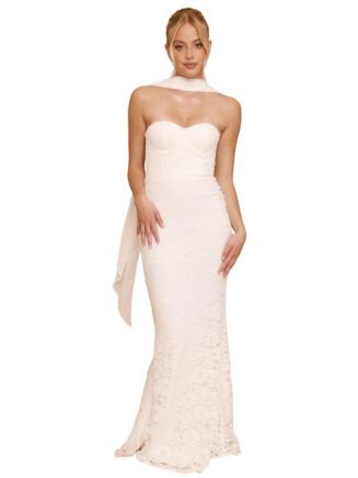 Six Stories Women's Lace Bandeau Scarf Detail Maxi Dress - Macy's