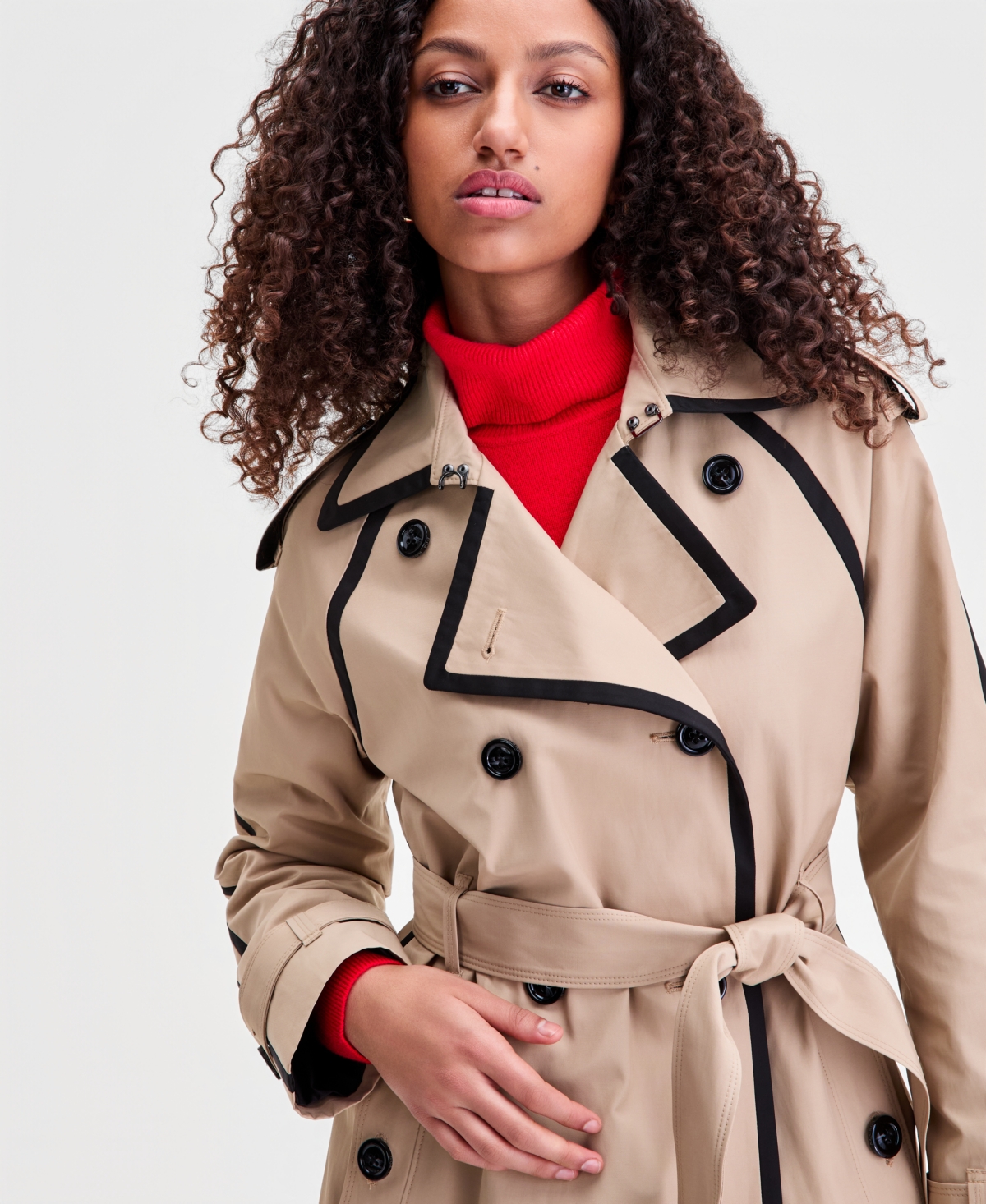 London Fog Women's Double-Breasted Belted Trench Coat