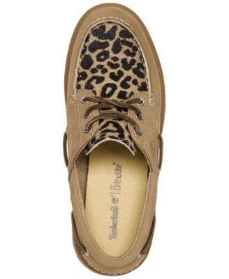 Women's Stone Street 3-Eye Leopard Print Platform Boat Shoes from Finish Line