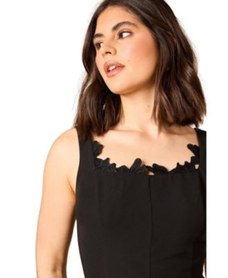 Women's Lace Godet Square Neck Mini Dress