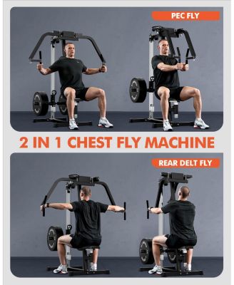 Chest & Reverse Fly Machine - 400LB Plate Loaded PEC Deck with Band Pegs for Home Gym