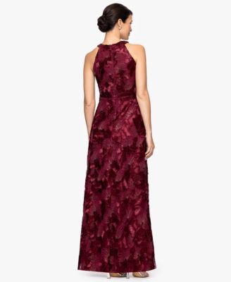 Petite Sleeveless Floral Sequin Sheath Gown  