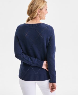 Women's Pointelle Boat-Neck Sweater, Macy's Exclusive