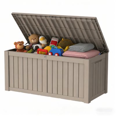 120 gal Patio Waterproof Resin Deck Box Lockable Outdoor Storage Garden Tools